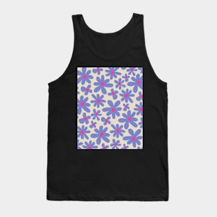 Abstract flowers pattern 80s blue red Tank Top